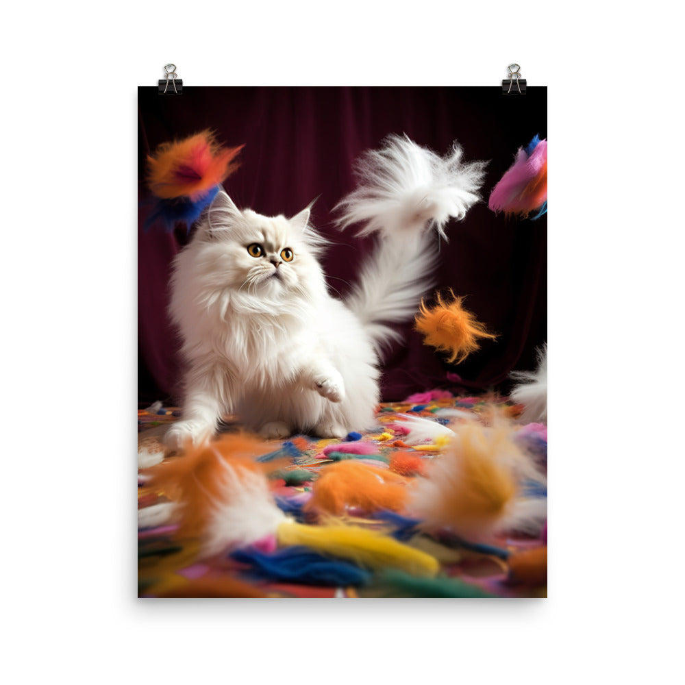 Persian Cat Playtime Photo paper poster - PosterfyAI.com