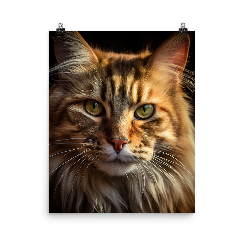 Majestic Maine Coon Portrait Photo paper poster - PosterfyAI.com