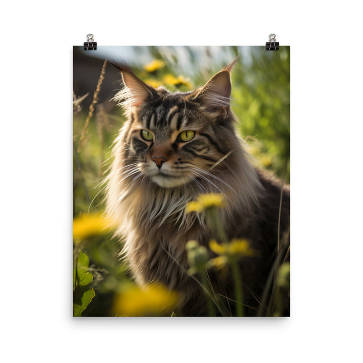 Maine Coon in Natural Habitat Photo paper poster - PosterfyAI.com