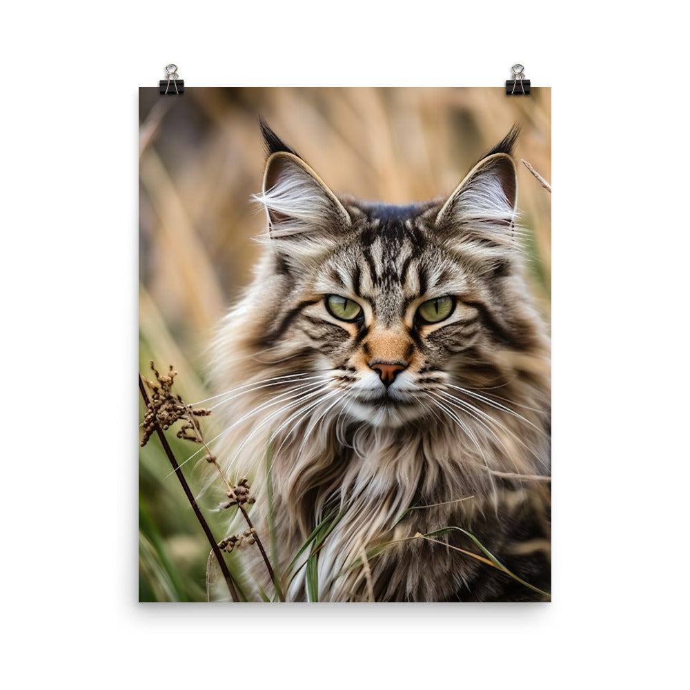 Maine Coon in Natural Habitat Photo paper poster - PosterfyAI.com