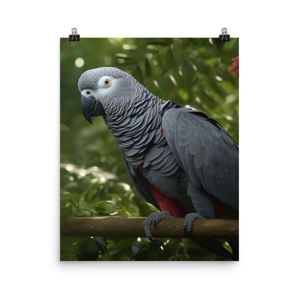 African Grey Parrot in Natural Habitat Photo paper poster - PosterfyAI.com