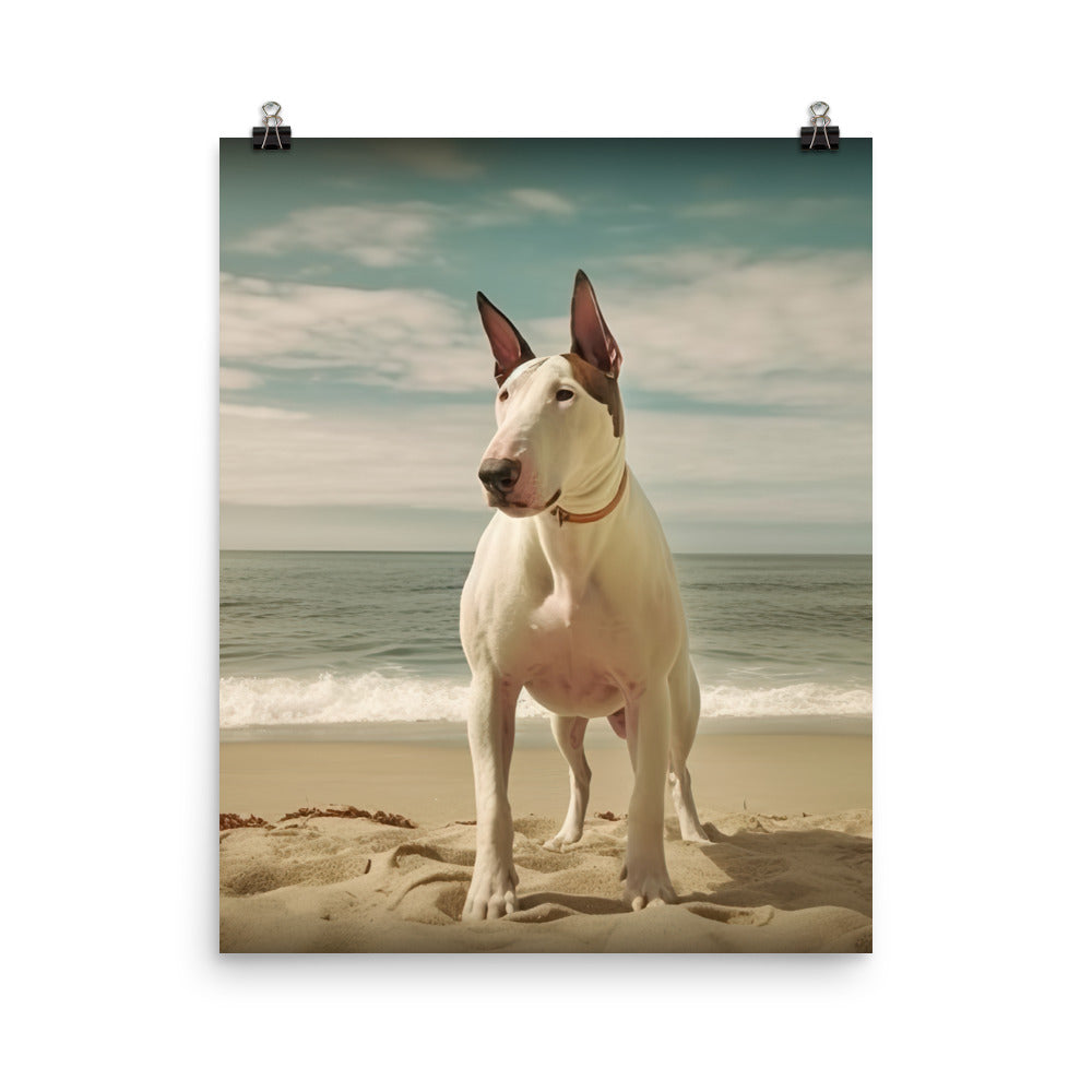 Bull Terrier on the Beach Photo paper poster - PosterfyAI.com