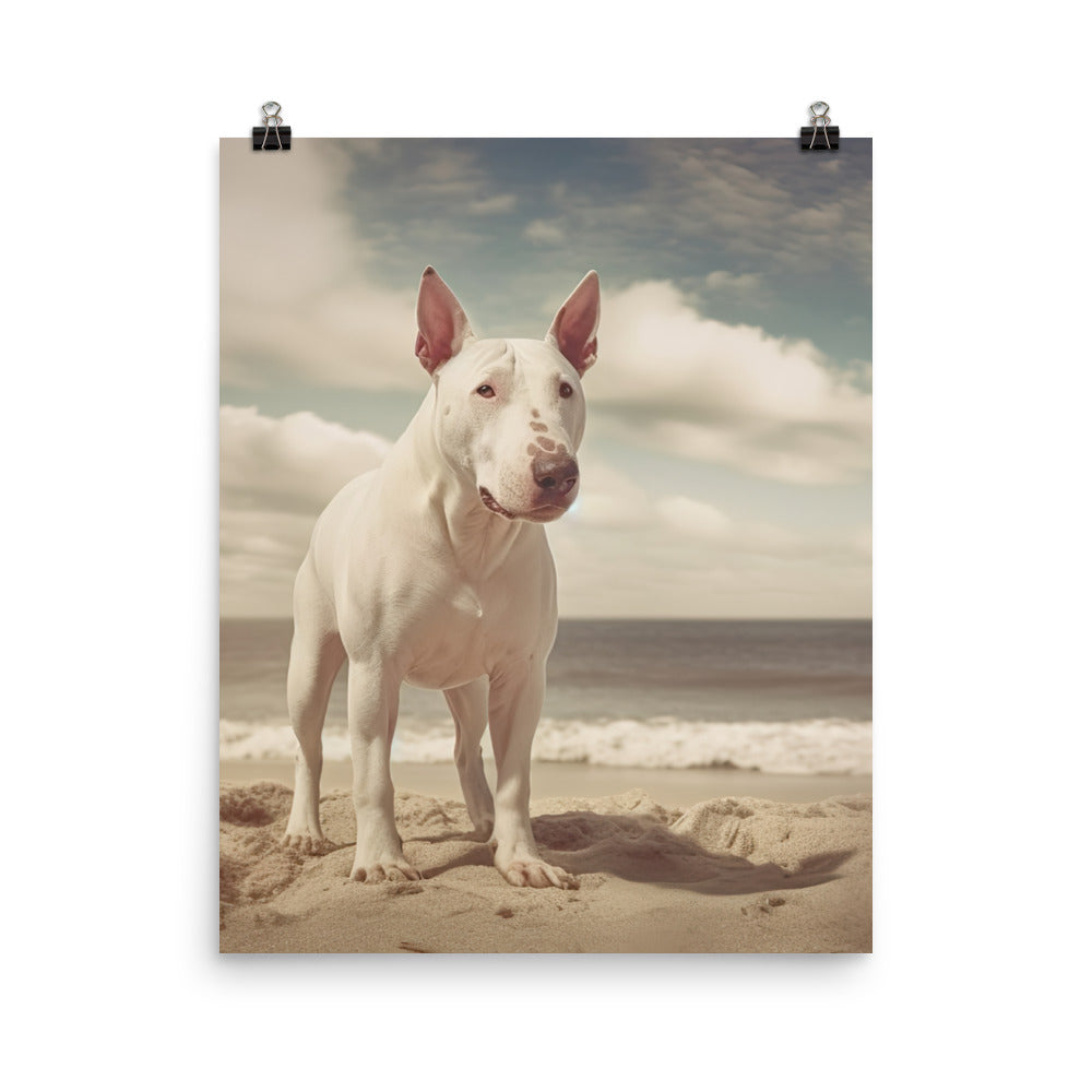 Bull Terrier on the Beach Photo paper poster - PosterfyAI.com