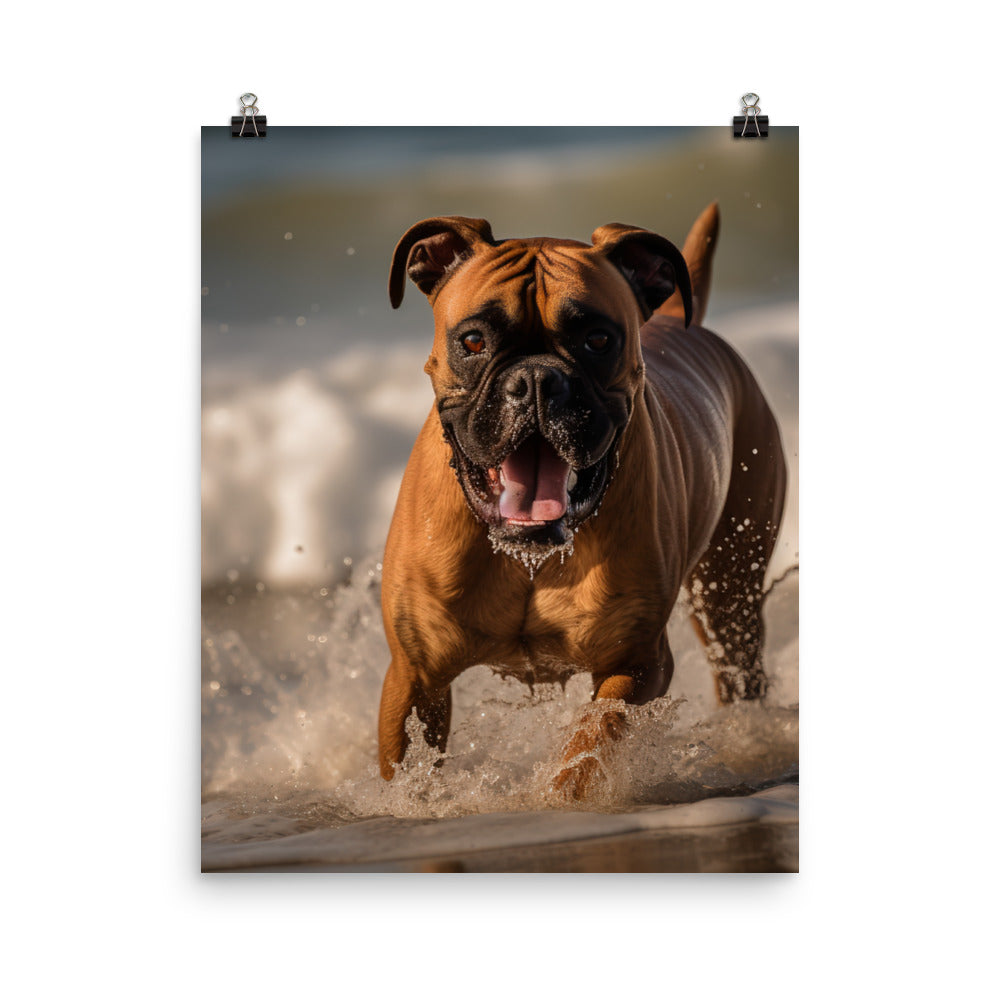 Boxer on the Beach Photo paper poster - PosterfyAI.com