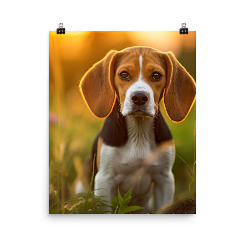 Beagle at play Photo paper poster - PosterfyAI.com