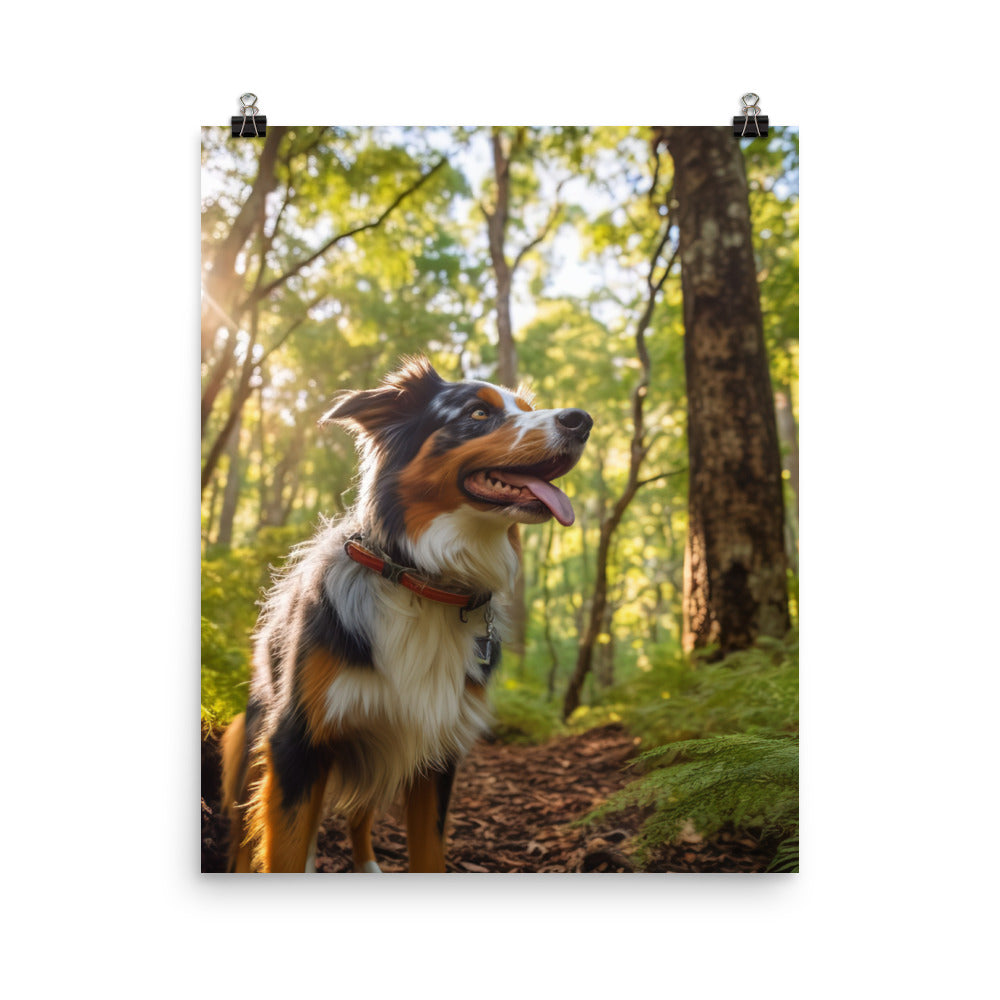 Australian Shepherd as it hikes Photo paper poster - PosterfyAI.com