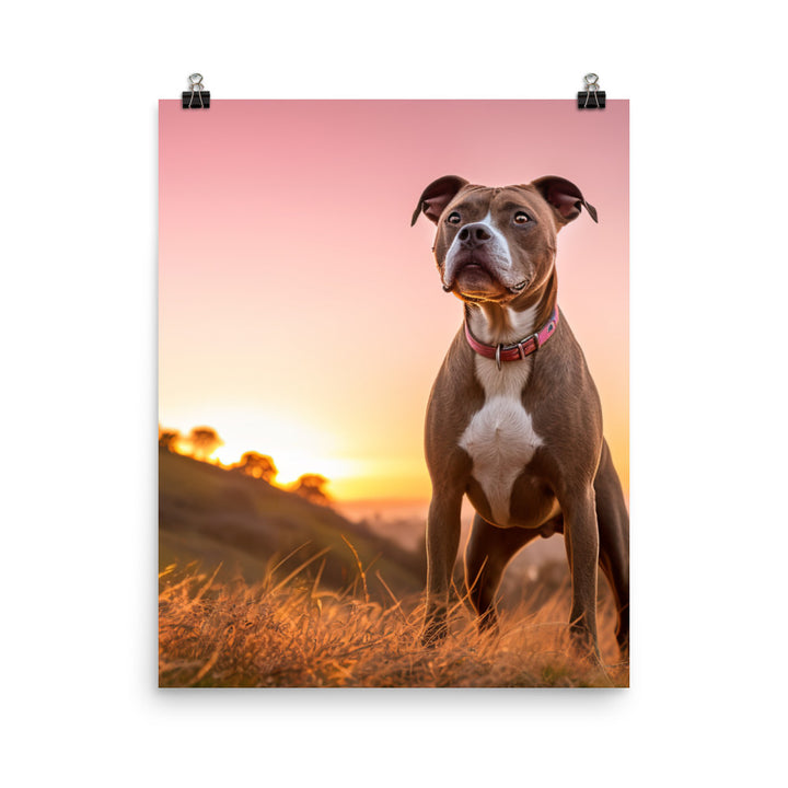 American Staffordshire Terrier at Sunset Photo paper poster - PosterfyAI.com