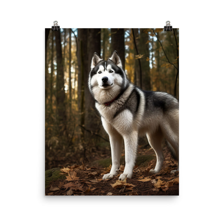 Alaskan Malamute in the Forest Photo paper poster - PosterfyAI.com