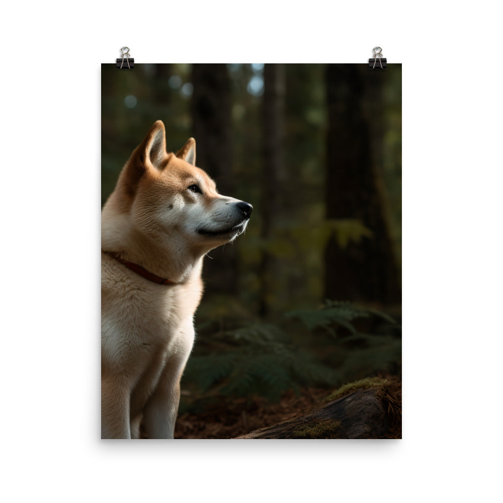 Akita Guarding the Forest Photo paper poster - PosterfyAI.com