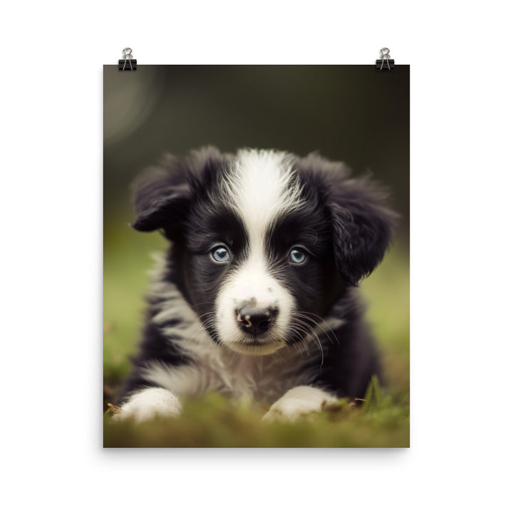 Adorable Border Collie Puppy Photo paper poster - PosterfyAI.com
