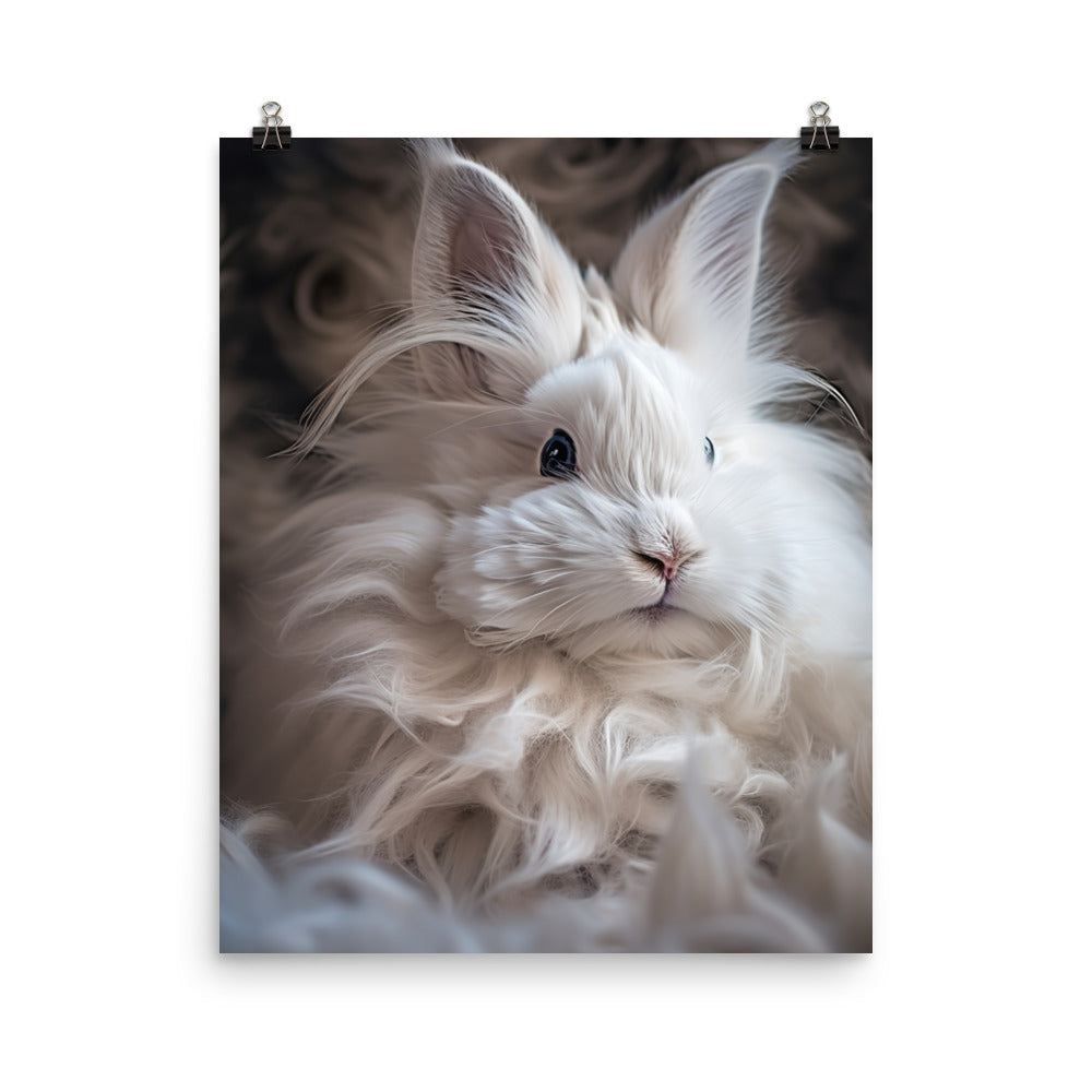 French Angora Bunnys Intricate Fur Detail Photo paper poster - PosterfyAI.com