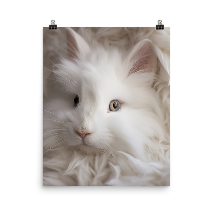 Adorable French Angora Bunny Photo paper poster - PosterfyAI.com