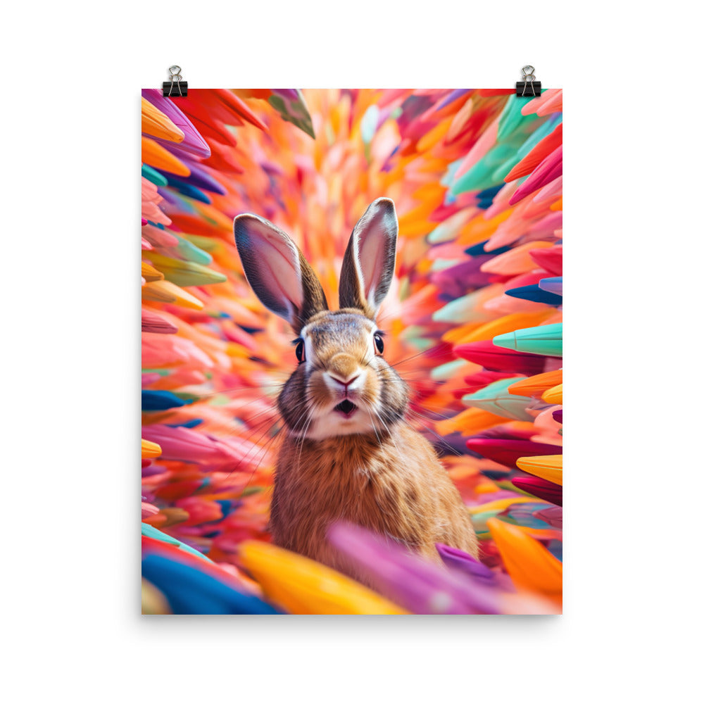 Playful English Spot Bunny Photo paper poster - PosterfyAI.com