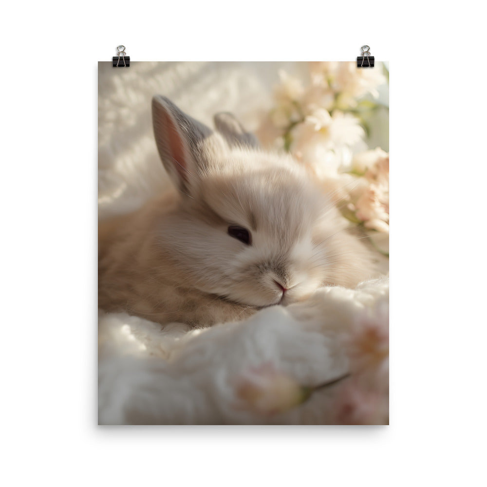 Mini Satin Bunny in Tranquil Bliss Photo paper poster - PosterfyAI.com