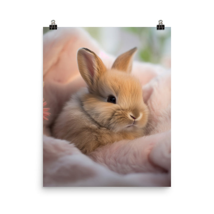 Mini Satin Bunny in Tranquil Bliss Photo paper poster - PosterfyAI.com