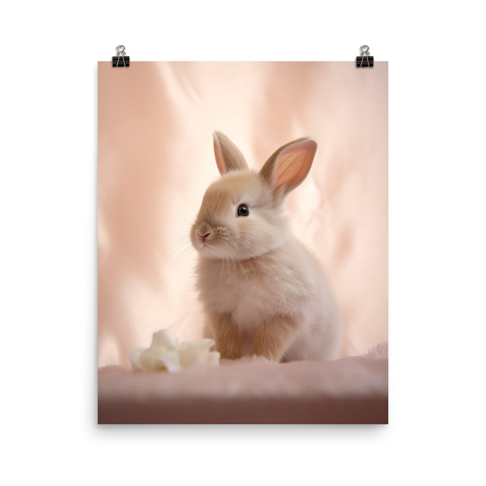 Mini Satin Bunny in Delicate Splendor Photo paper poster - PosterfyAI.com