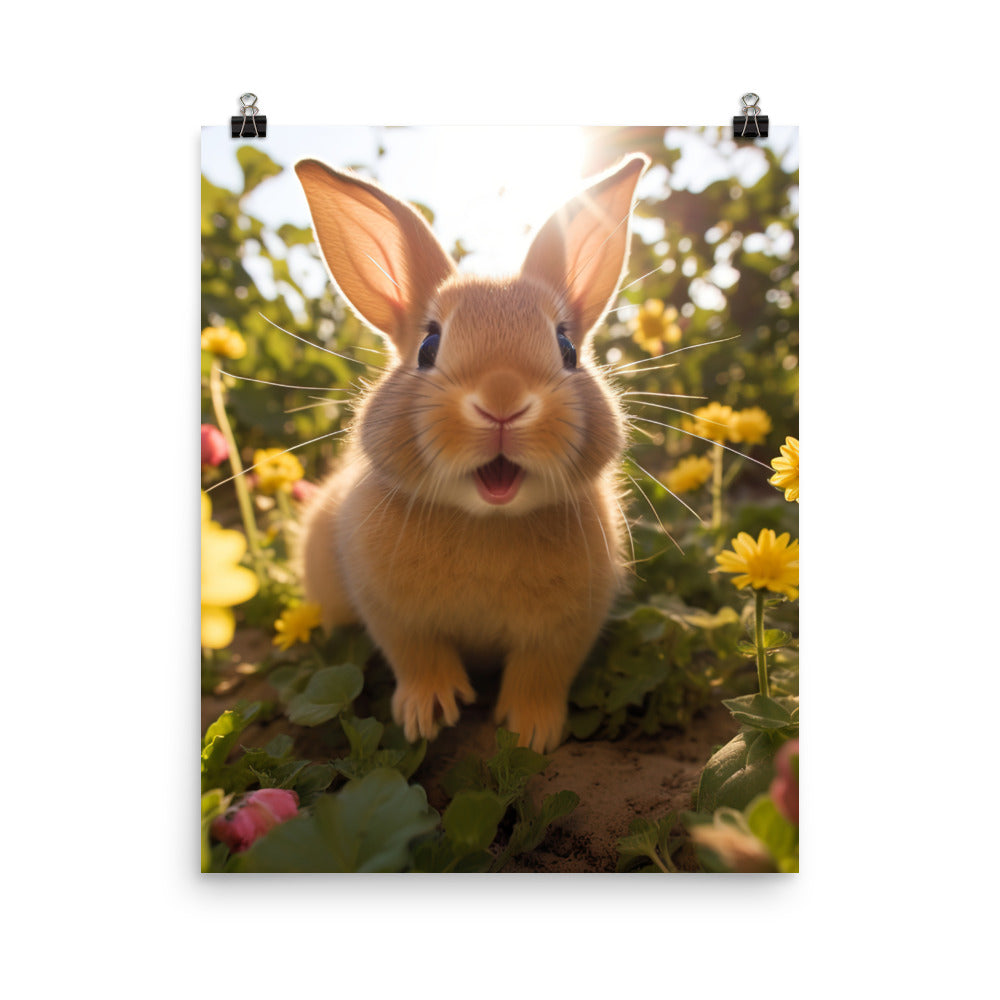 Tan Bunnys Playful Wonders Photo paper poster - PosterfyAI.com