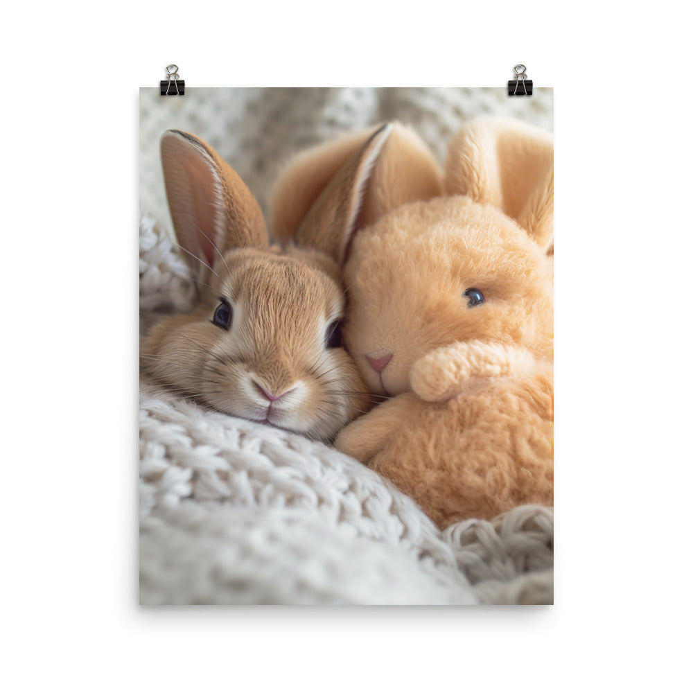 Tan Bunnys Gentle Cuddles Photo paper poster - PosterfyAI.com