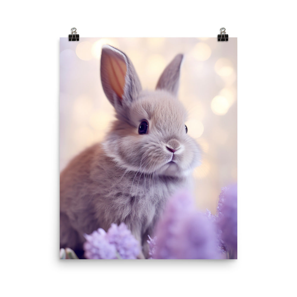 Adorable Lilac Bunny Photo paper poster - PosterfyAI.com