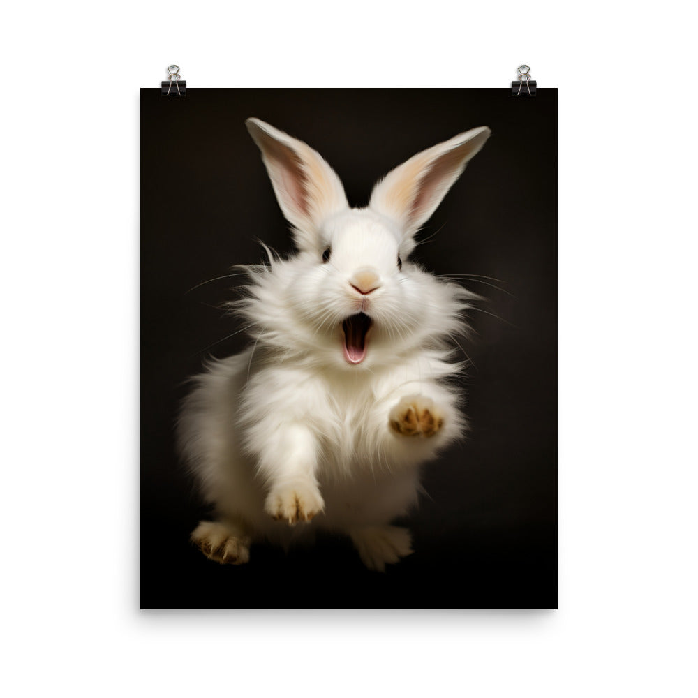 Lionhead Bunny Enjoying a Playful Hop Photo paper poster - PosterfyAI.com