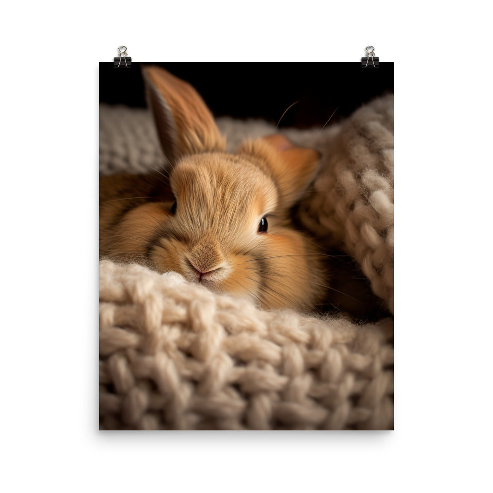 Jersey Wooly Bunny in a Cozy Setting Photo paper poster - PosterfyAI.com