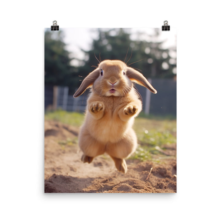 Holland Lop Bunny Enjoying a Playful Hop Photo paper poster - PosterfyAI.com