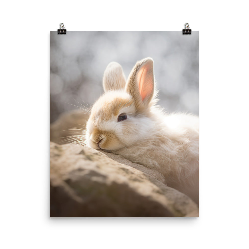 Himalayan Bunny in a Cozy Setting Photo paper poster - PosterfyAI.com