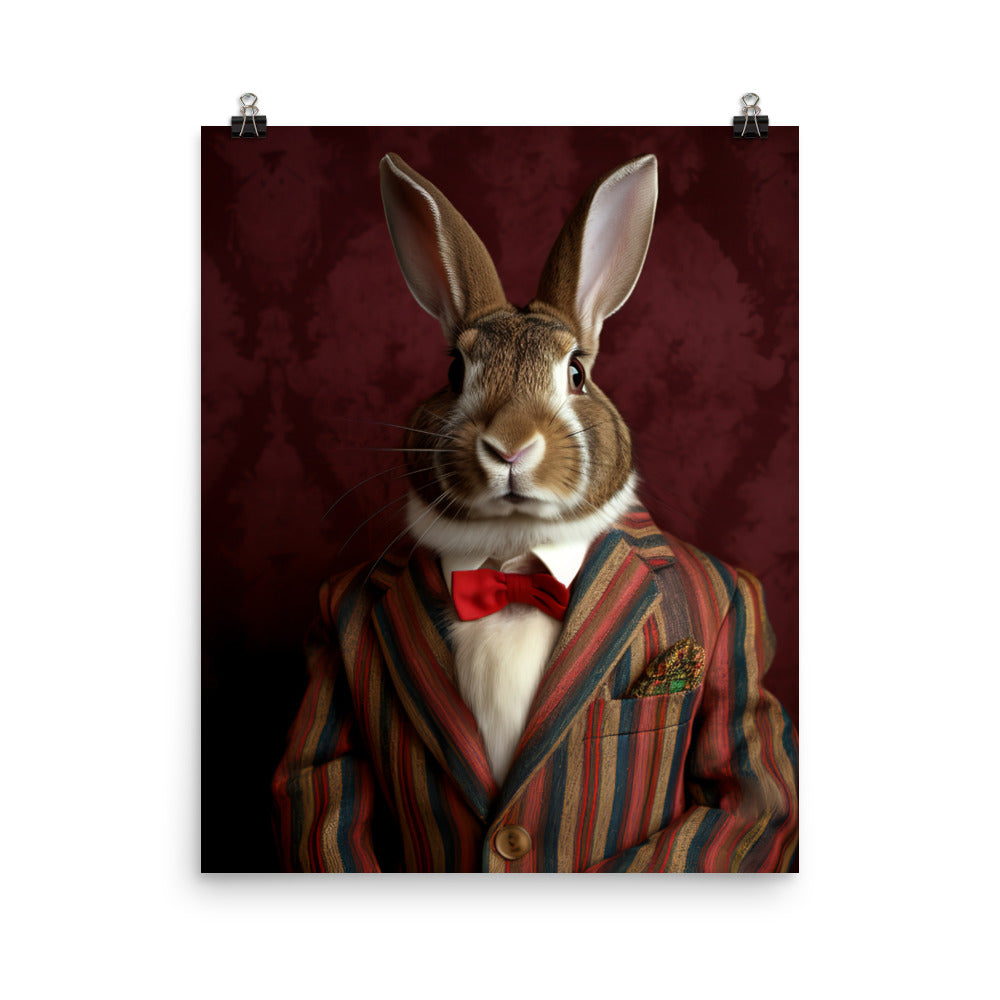 Harlequin Bunny with a Stylish Pose Photo paper poster - PosterfyAI.com