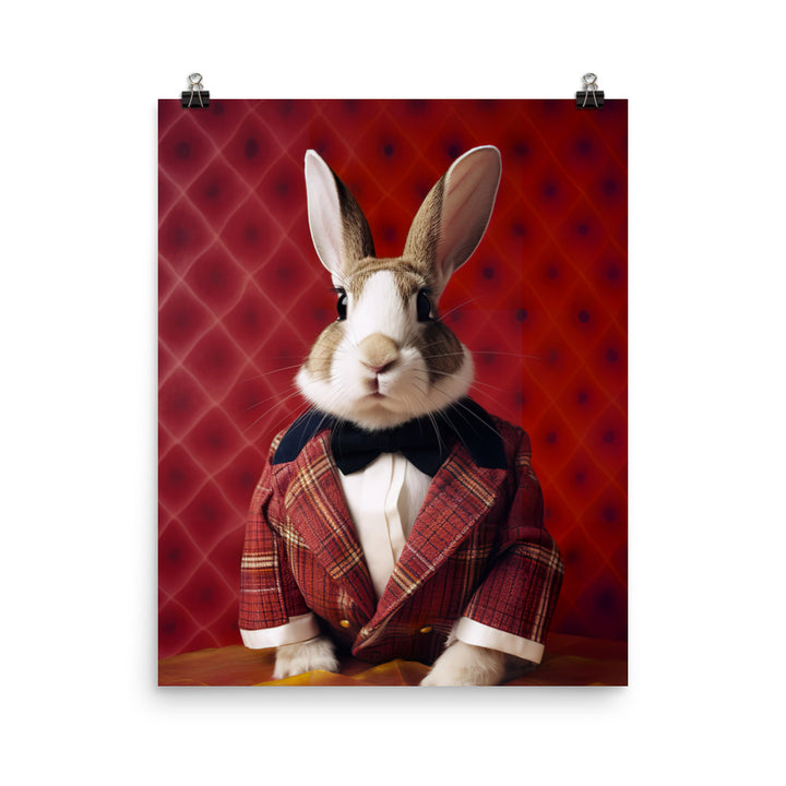 Harlequin Bunny with a Stylish Pose Photo paper poster - PosterfyAI.com