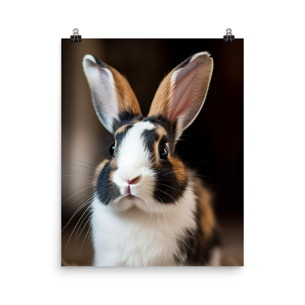 Charming Harlequin Bunny Photo paper poster - PosterfyAI.com