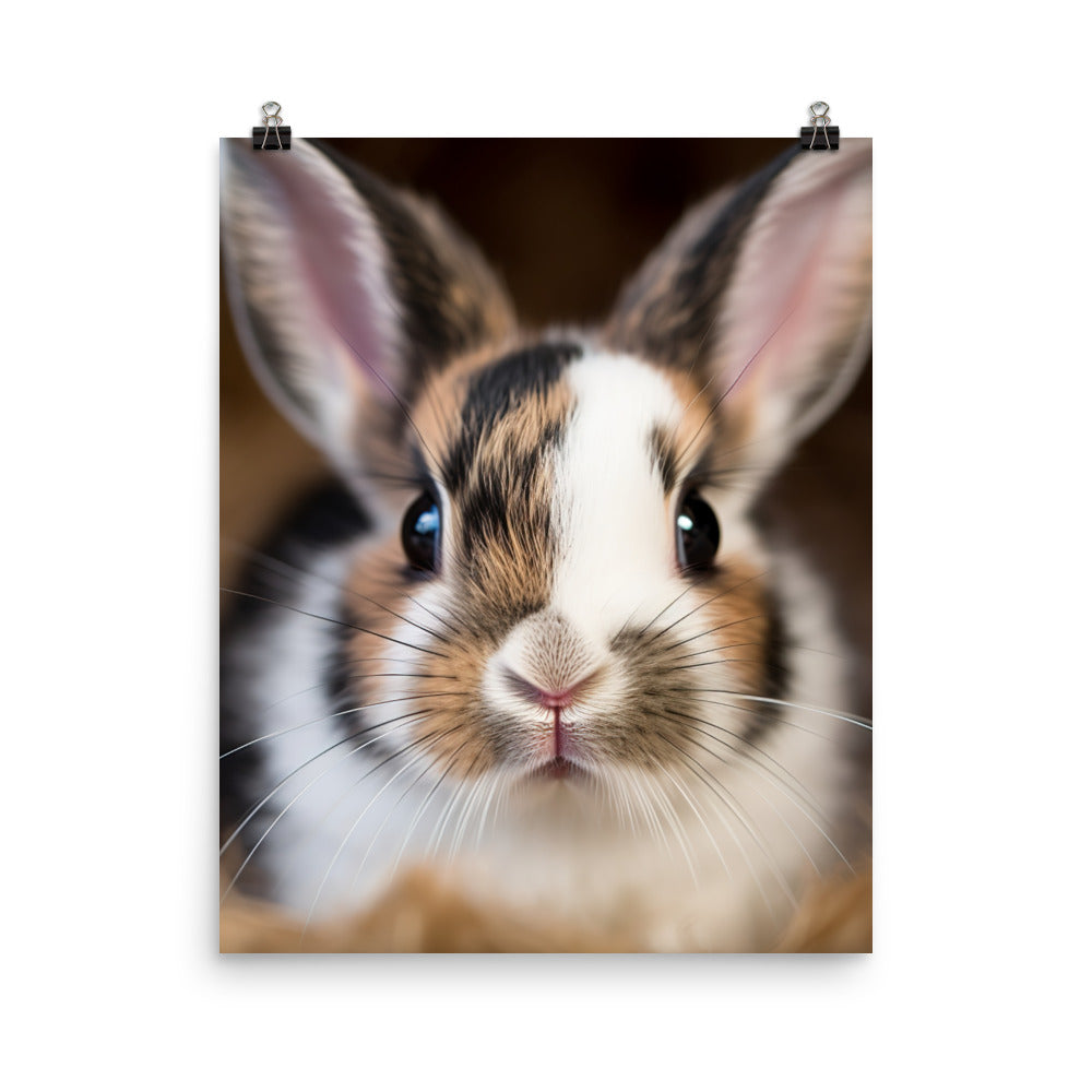 Adorable Harlequin Bunny Photo paper poster - PosterfyAI.com
