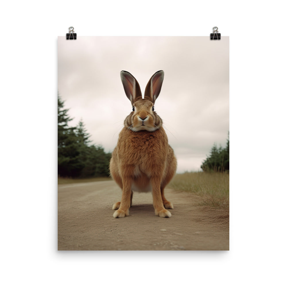 Flemish Giant Bunny with a Majestic Stance Photo paper poster - PosterfyAI.com