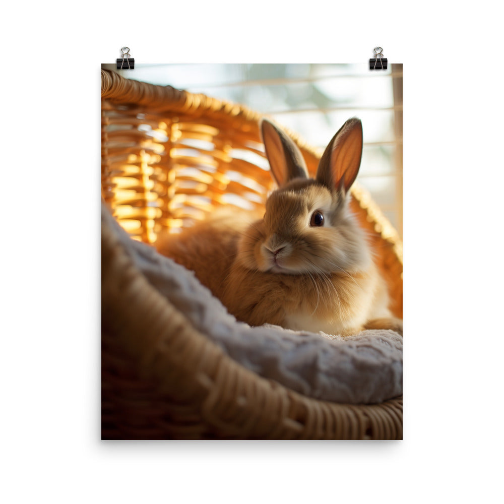 Californian Bunny in a Cozy Setting Photo paper poster - PosterfyAI.com