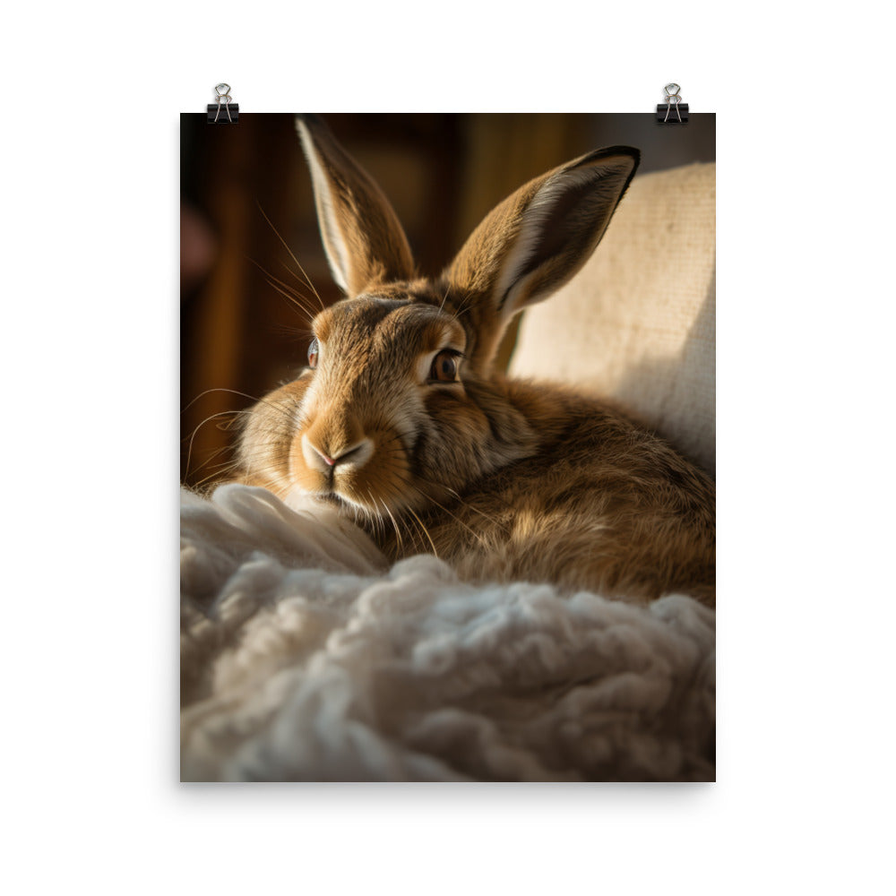 Belgian Hare in a Cozy Setting Photo paper poster - PosterfyAI.com