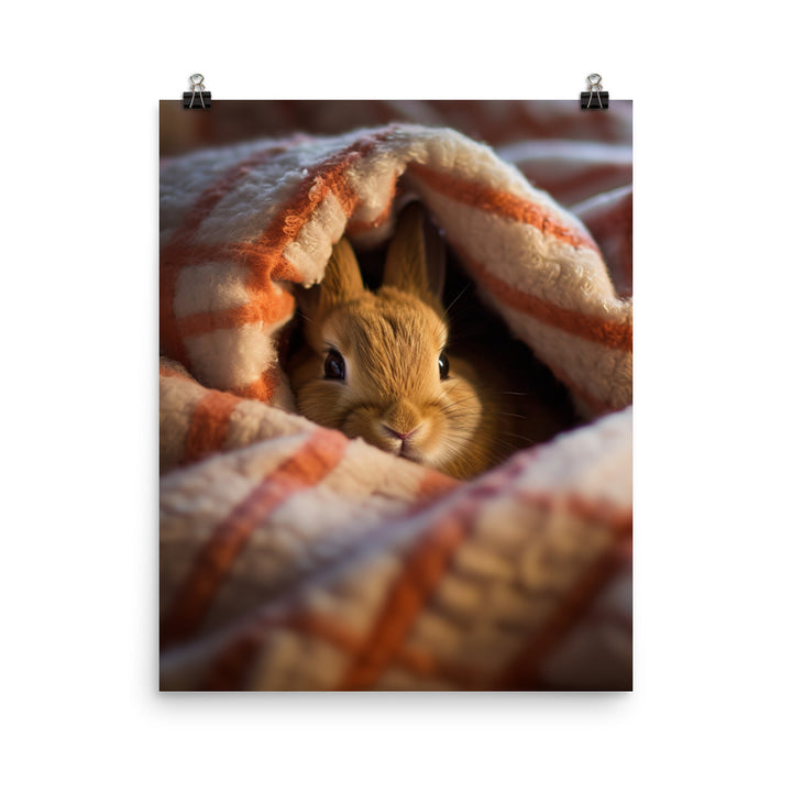 American Bunny Nestled in a Soft Blanket Photo paper poster - PosterfyAI.com