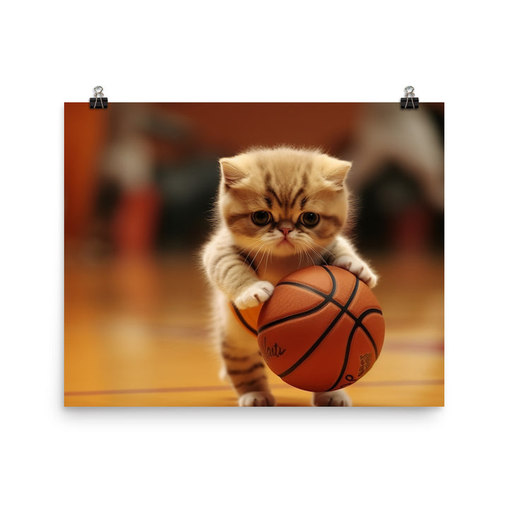 Exotic Shorthair BasketBall Player Photo paper poster - PosterfyAI.com