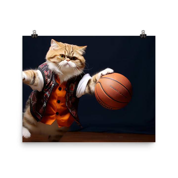 Exotic Shorthair BasketBall Player Photo paper poster - PosterfyAI.com