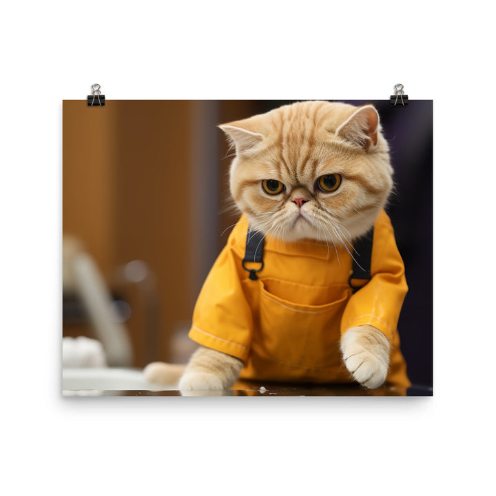 Exotic Shorthair Janitor Photo paper poster - PosterfyAI.com