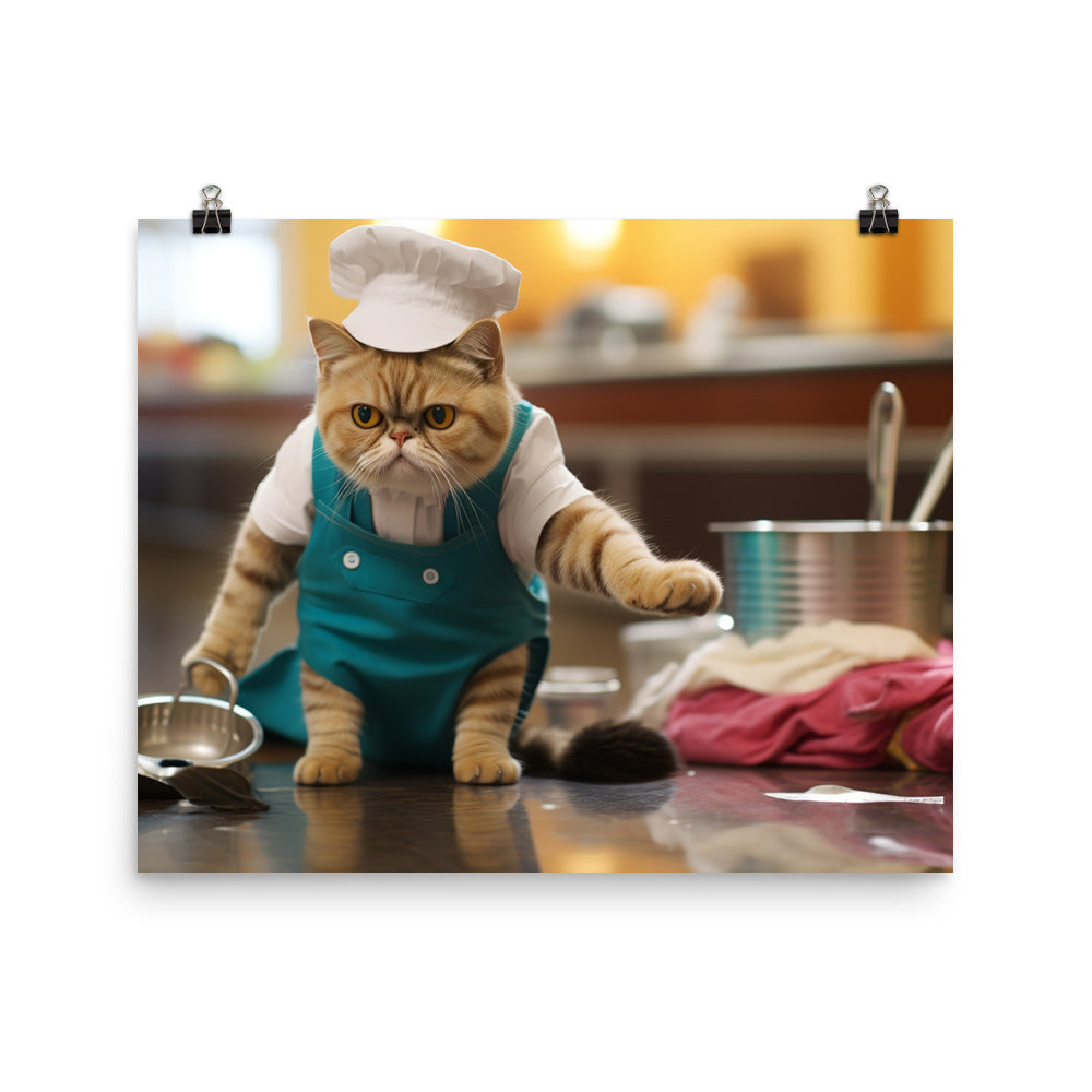 Exotic Shorthair Janitor Photo paper poster - PosterfyAI.com