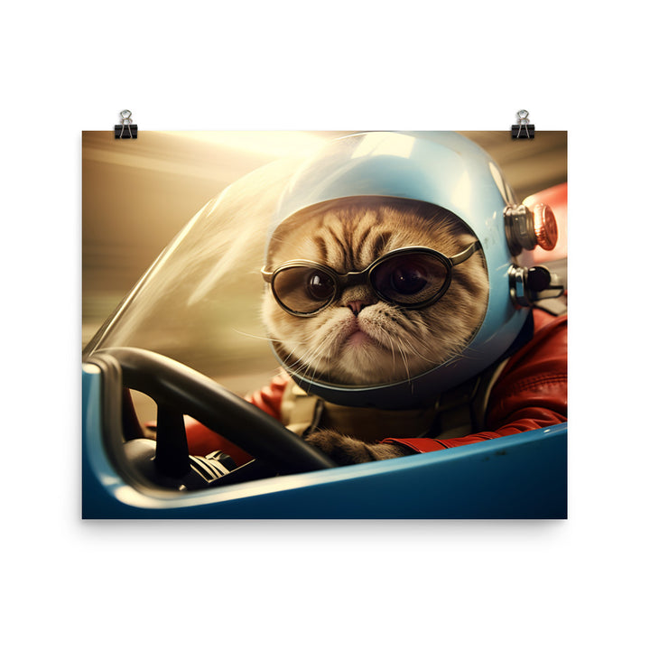 Exotic Shorthair Motorsport Athlete Photo paper poster - PosterfyAI.com