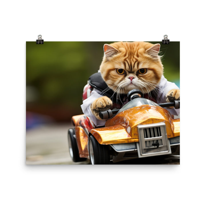 Exotic Shorthair Motorsport Athlete Photo paper poster - PosterfyAI.com