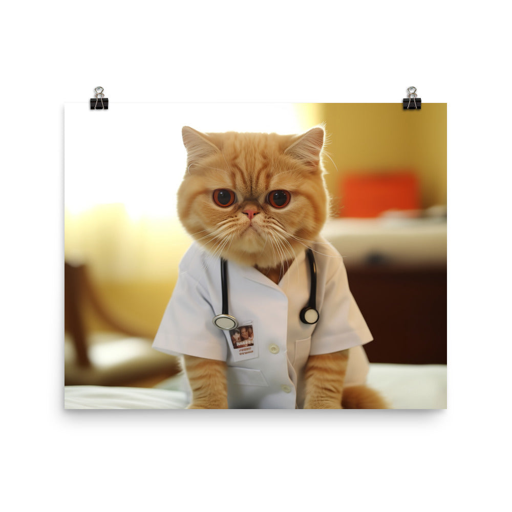 Exotic Shorthair Doctor Photo paper poster - PosterfyAI.com