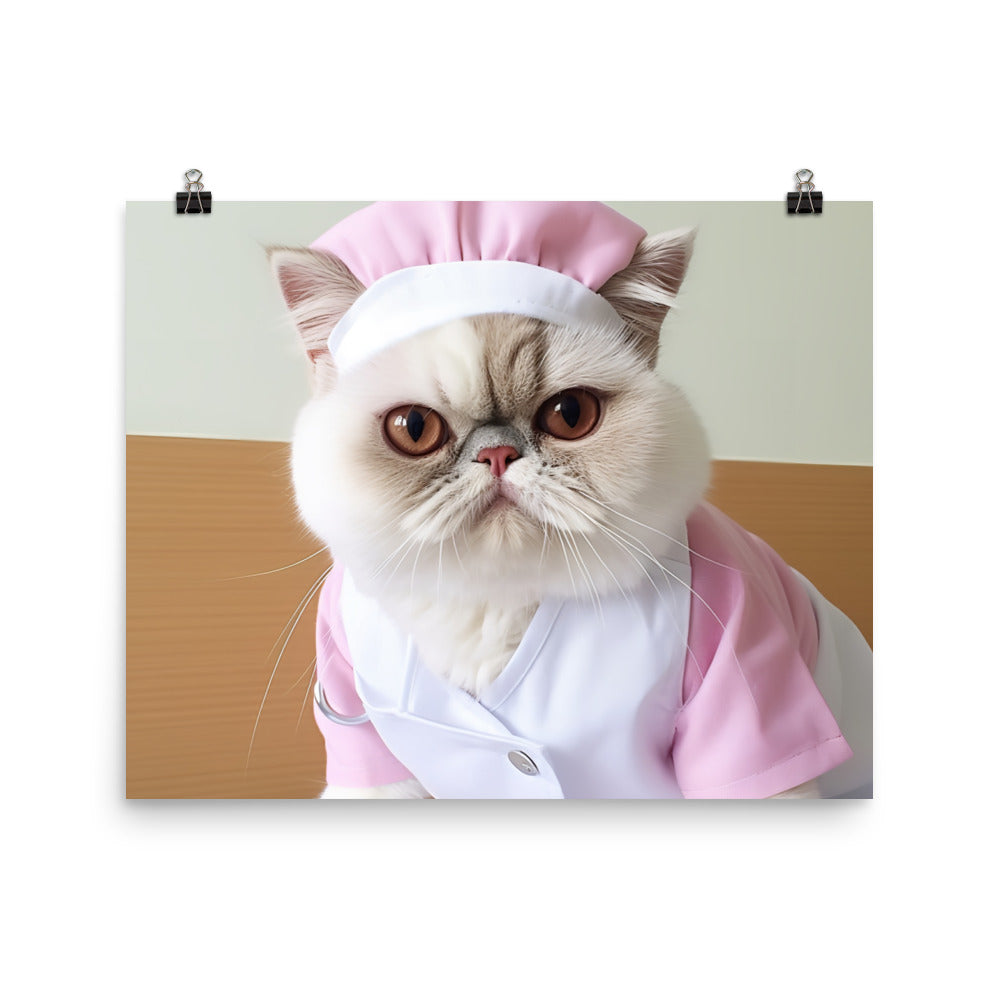 Exotic Shorthair Nurse Photo paper poster - PosterfyAI.com