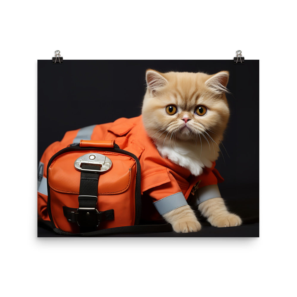 Exotic Shorthair Paramedic Photo paper poster - PosterfyAI.com