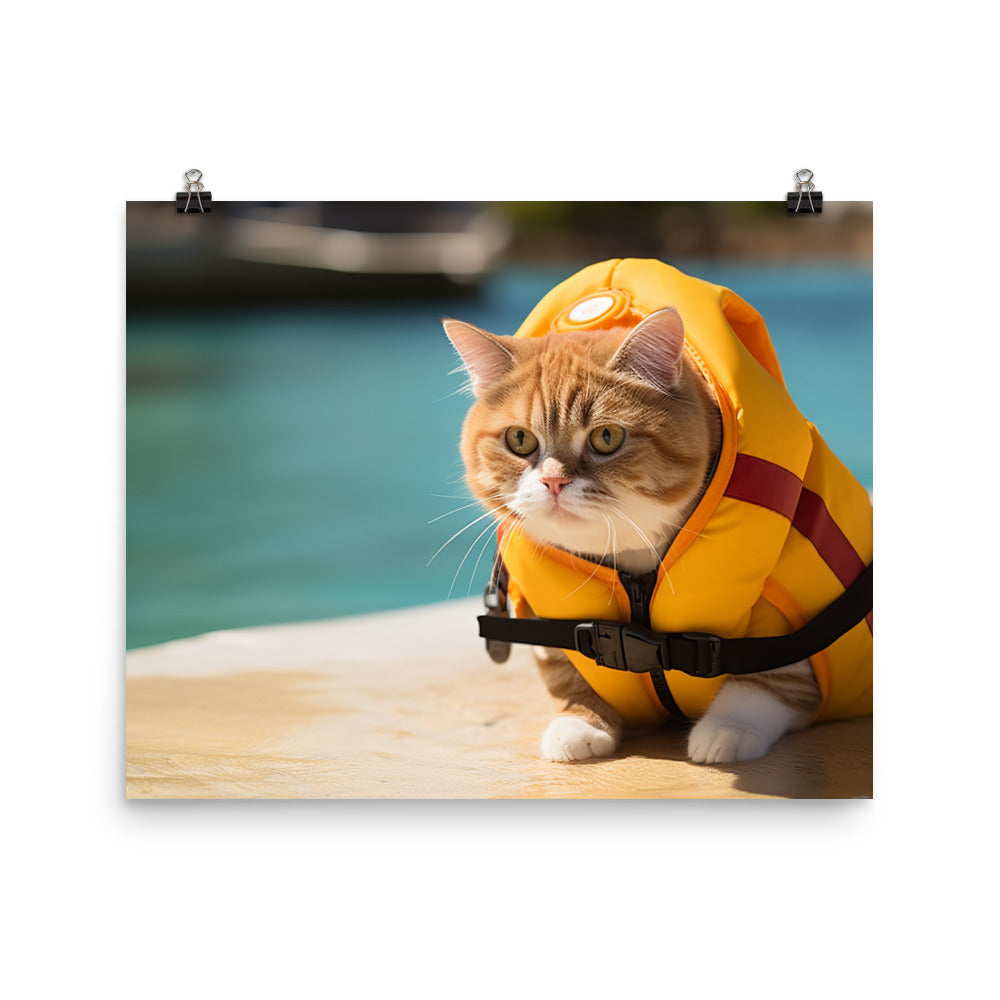 Exotic Shorthair Lifeguard Photo paper poster - PosterfyAI.com