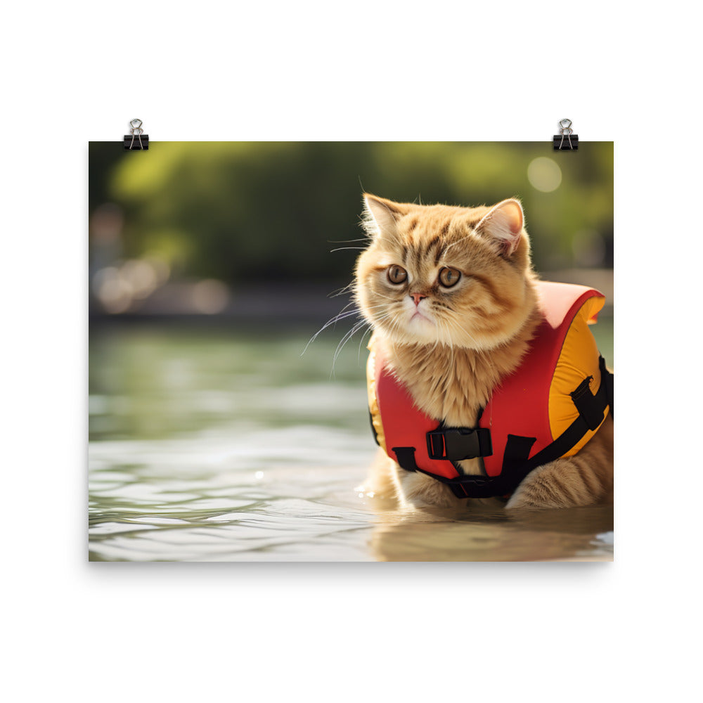 Exotic Shorthair Lifeguard Photo paper poster - PosterfyAI.com