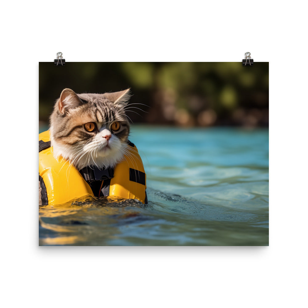 Exotic Shorthair Lifeguard Photo paper poster - PosterfyAI.com