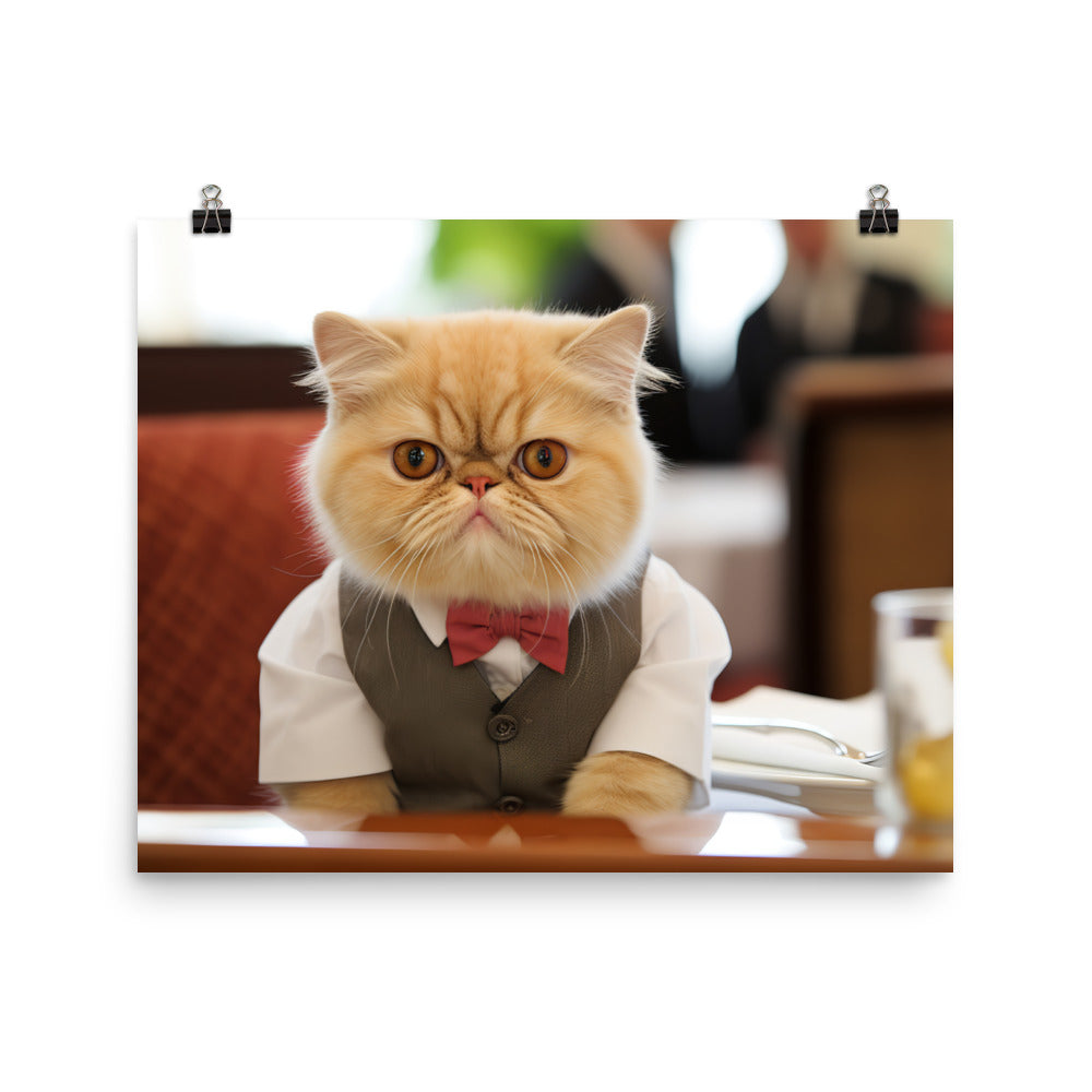 Exotic Shorthair Hotel Staff Photo paper poster - PosterfyAI.com