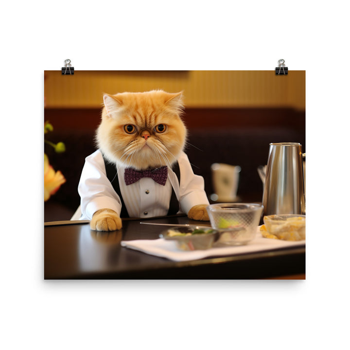 Exotic Shorthair Hotel Staff Photo paper poster - PosterfyAI.com