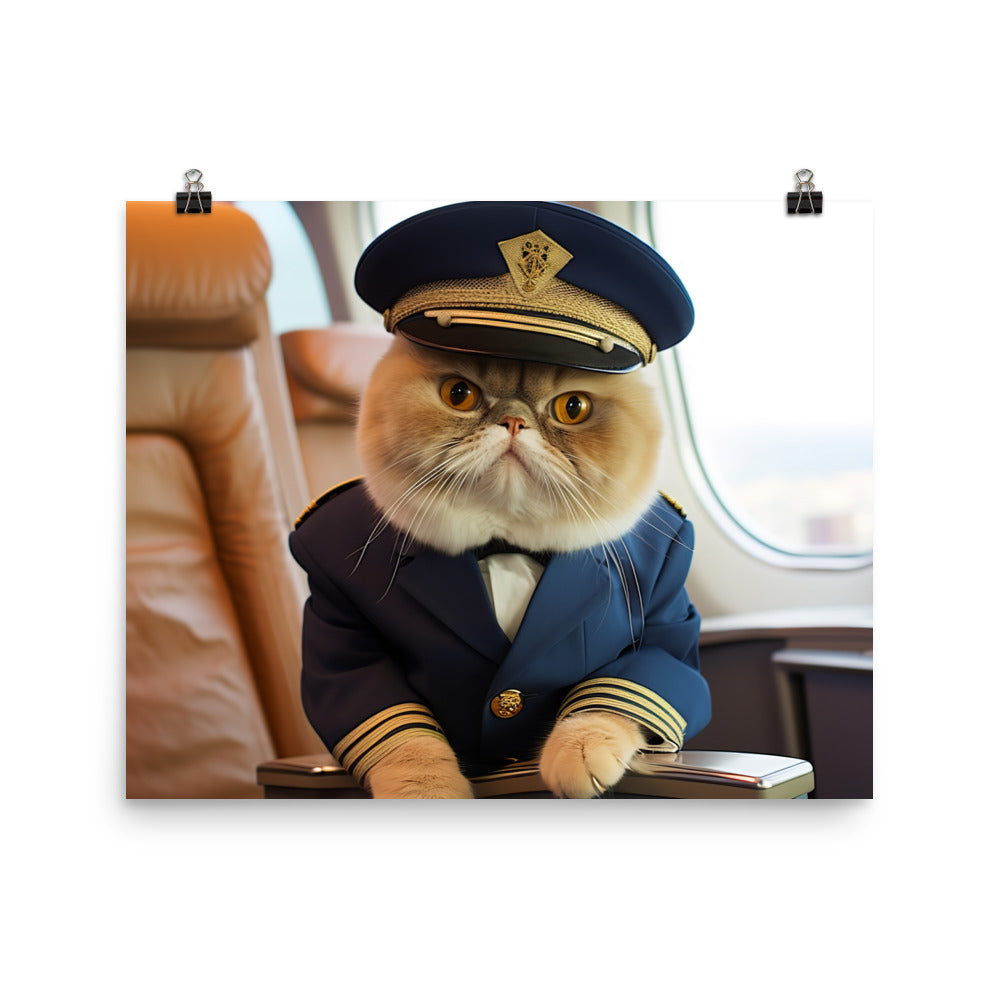 Exotic Shorthair Pilot Photo paper poster - PosterfyAI.com